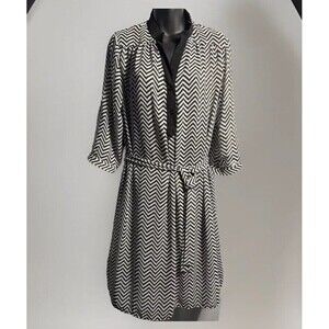 Robert  louis black and white  Chevron  Shear dress with satiny slip Sz L